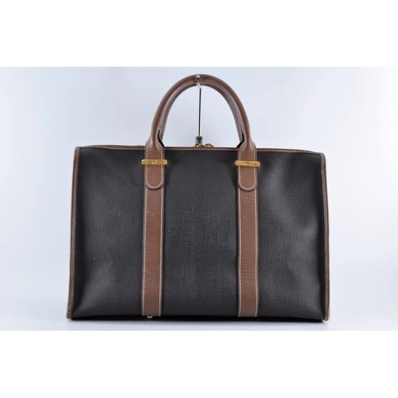 dunhill Boston Bag Leather Brown Gold Auth nice business bag fits laptop/ iPad - Picture 3 of 16